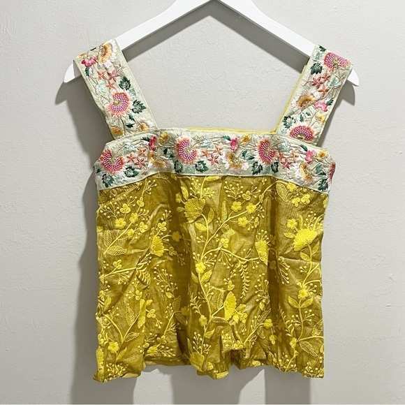 Gold Multicolor Sequin Gold Trim Ethnic Tank Top Tunic Embroidered Size XS - Picture 1 of 4